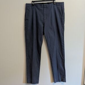 Vince Griffith Slim Fit Flat Front Dark Blue Striped Cotton Chino Pants Size 38